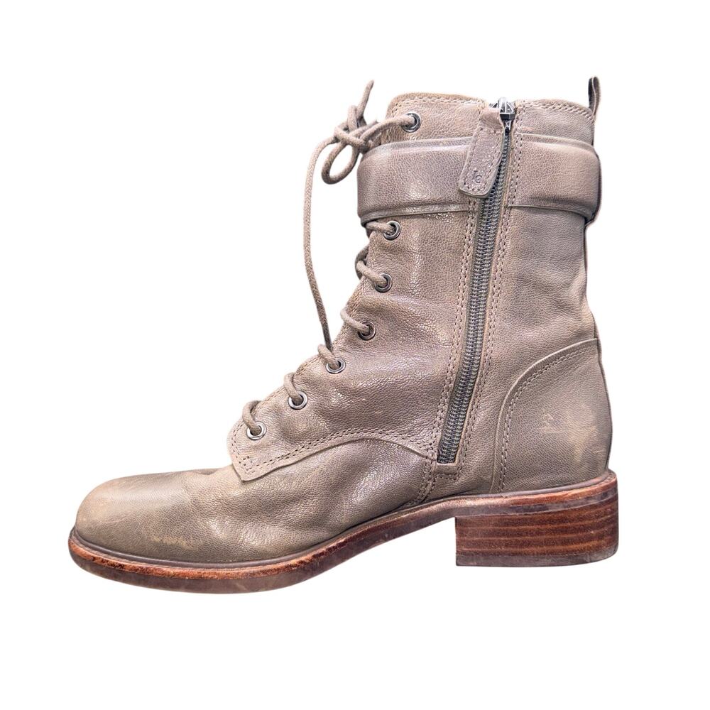 Louise et Cie Lo-Velka Combat Boots Gray Leather Lace Up Size 6.5 greige - Picture 9 of 15